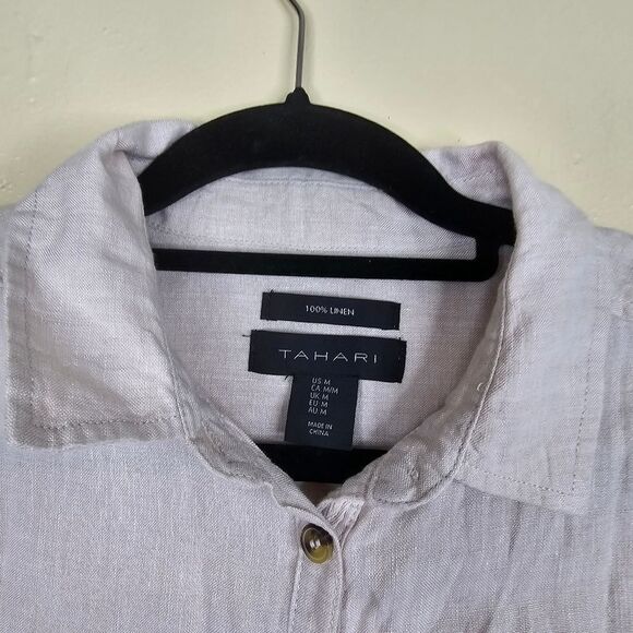 Tahari cream linen dress size M - Picture 7 of 7